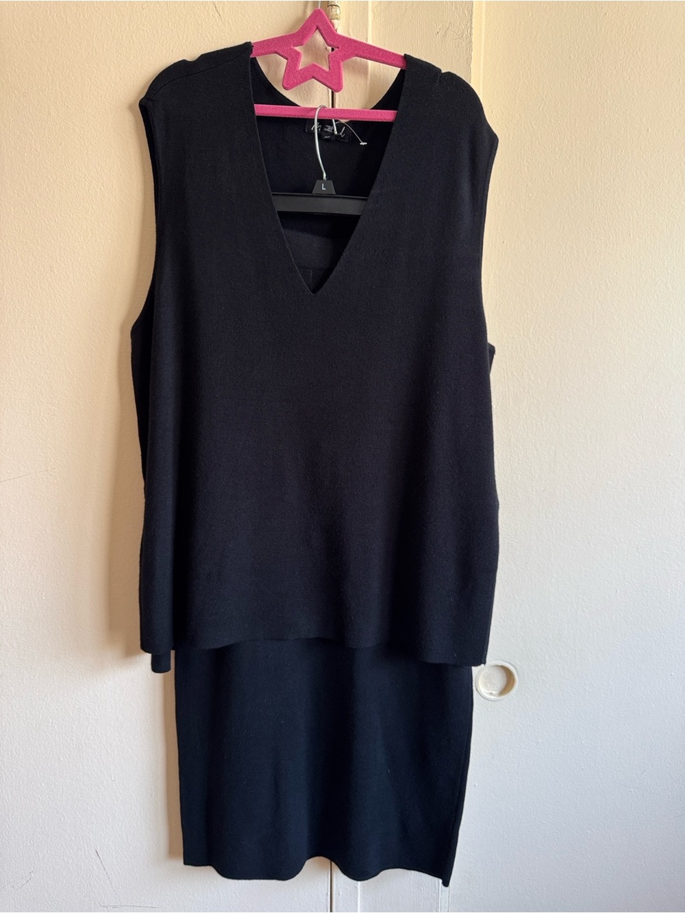 Marled Black Ribbed Knit Top